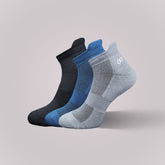 Vilasya Bamboo Ankle Socks for Men - 3 Pairs (Black / Blue / Light Grey)